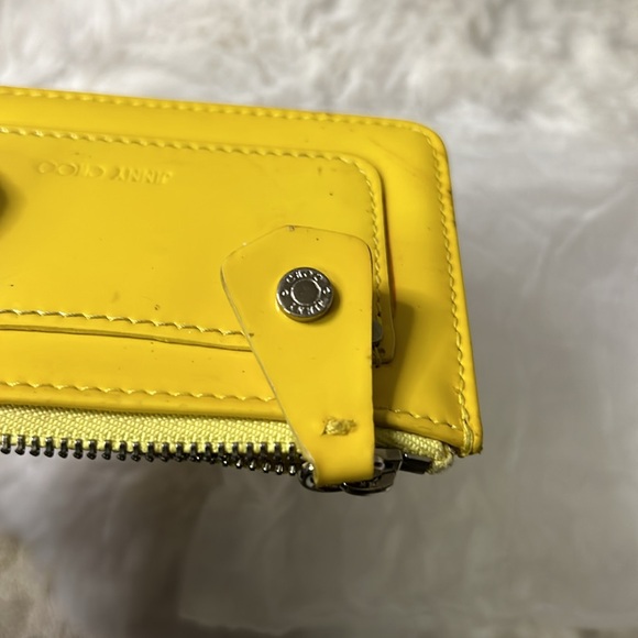 Jimmy Choo Yellow patent leather star studded keychain cardholder pouch - Picture 14 of 16
